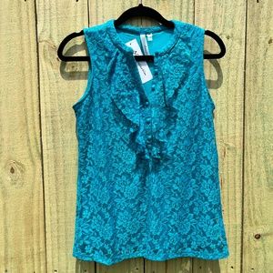 NWT!! NY COLLECTION Turquoise Lace Top. SZ M.
